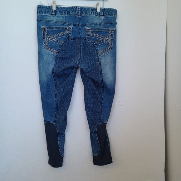 Ariat Riding Britches Blue Denim Jeans Straight Leg Jogger Womens size 36 Reg - Picture 3 of 14